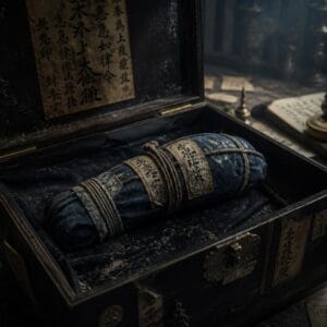 Gpt image 2 A mysterious ancient relic wrapped tightly in faded midnight blue cloth complete 0.jpg