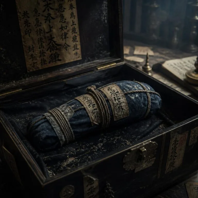 Gpt image 2 A mysterious ancient relic wrapped tightly in faded midnight blue cloth complete 0.jpg
